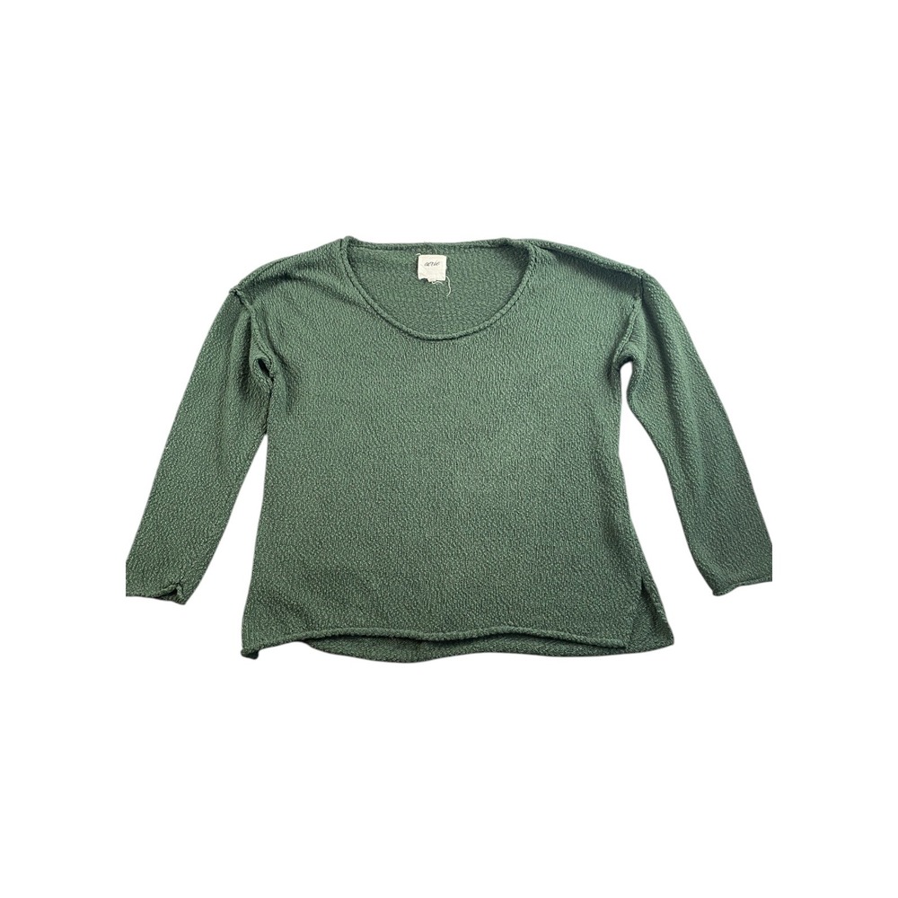 Aerie Textured Crew Neck Long Sleeve Sweater Green M/M